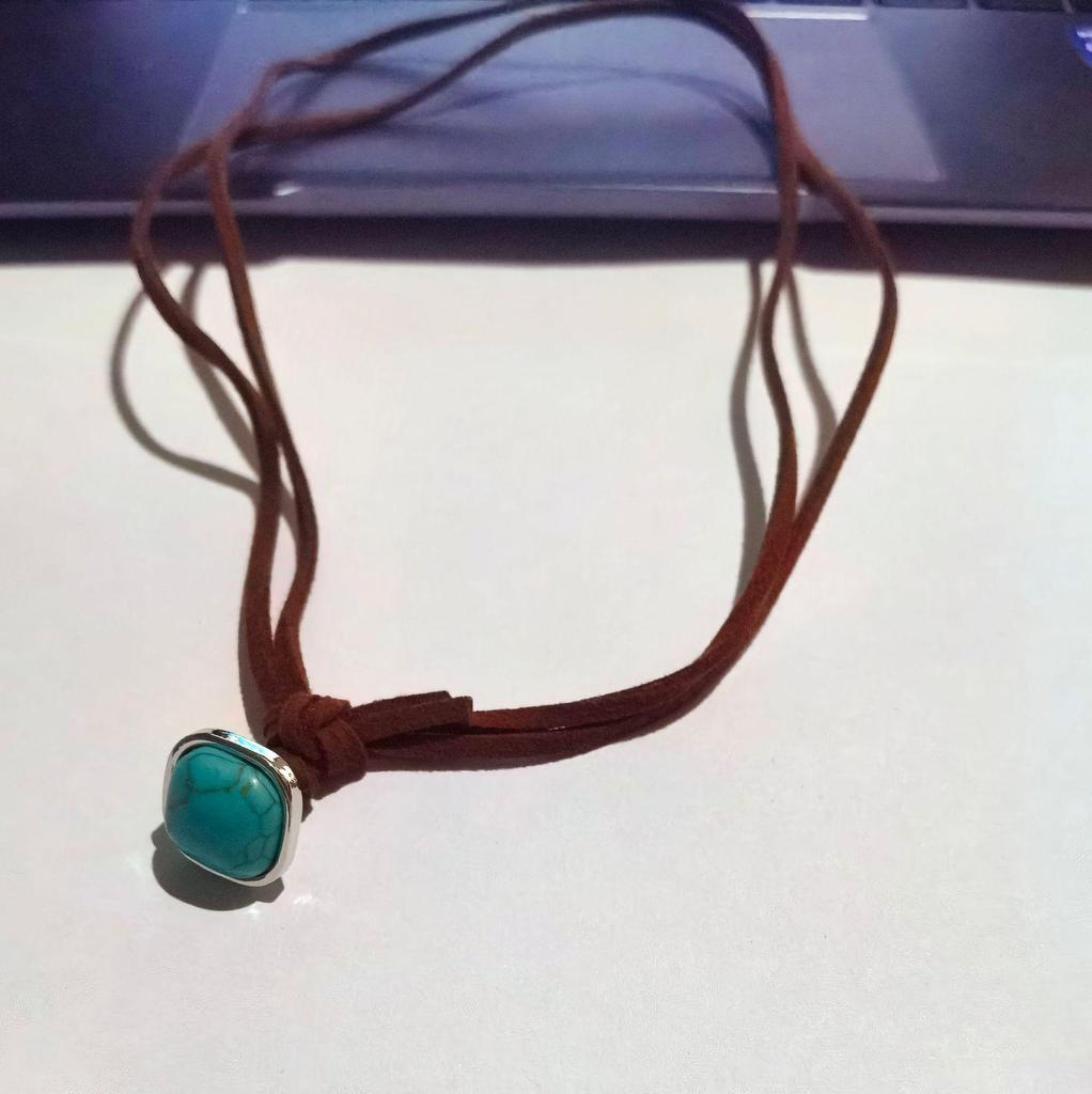 Turquoise Ethnic-Style Double-Layer Velvet Choker Necklace