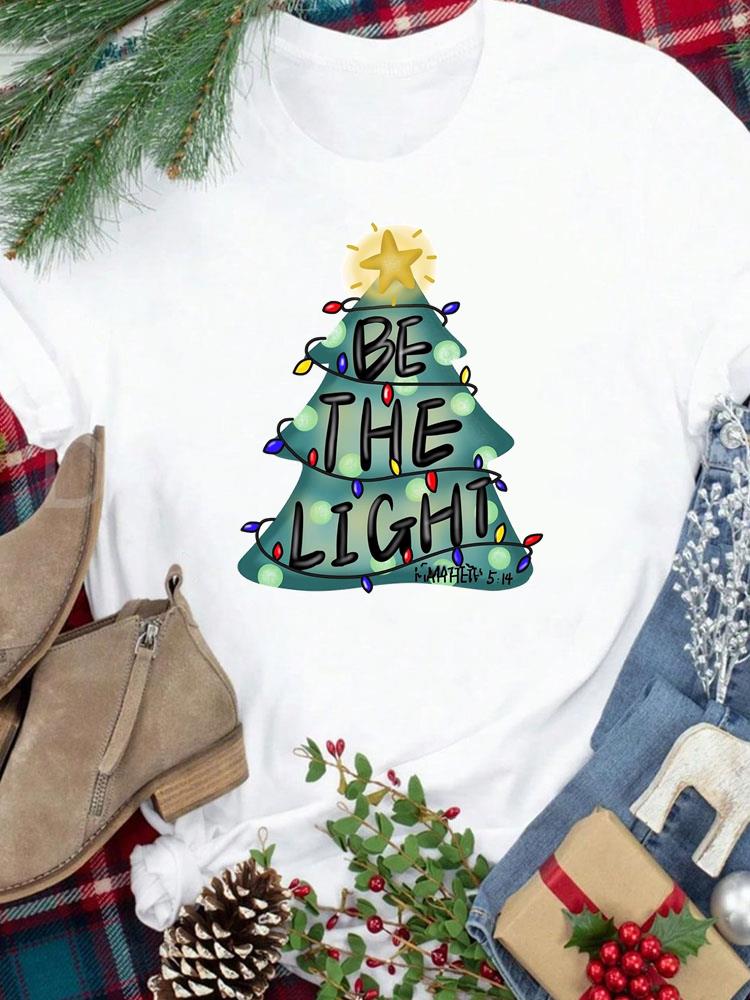 (Asian Size) star trend cute New Year festival Women Print Holiday Tee Top  Merry Christmas Casual Lady Short Sleeve Fashion Graphic T-shirts