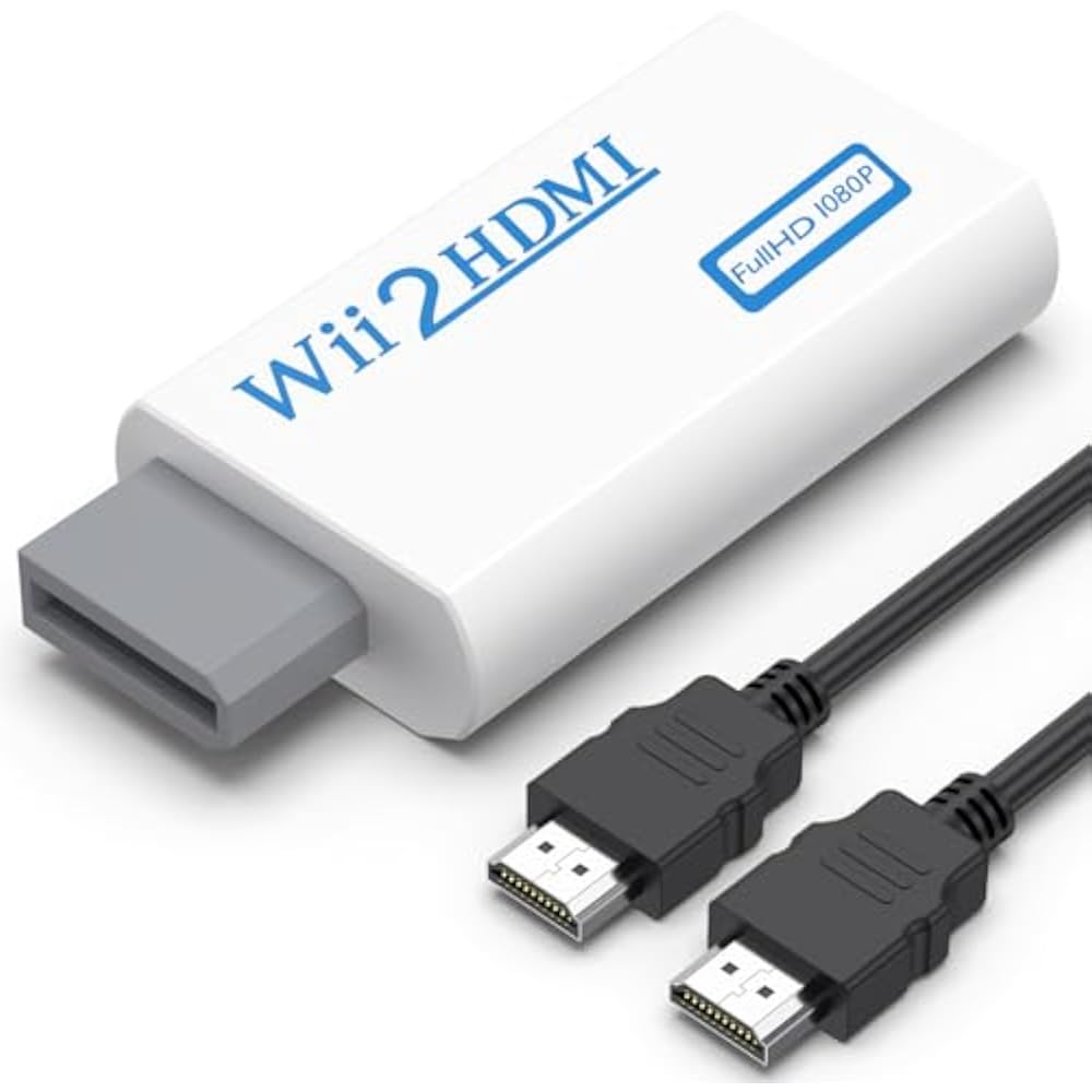 Wii to HDMI Converter Adapter with 1.5M HDMI Cable, 1080P Full HD Compatible, 3.5mm Audio Output ...