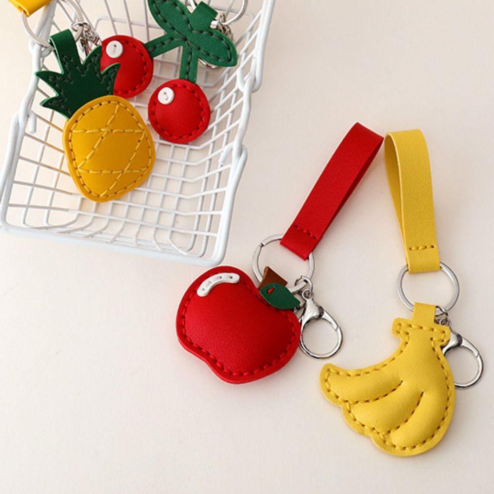 Cherry Fruit Pendant Strawberry Bag Pendant Fashion Leather Keychain  Men