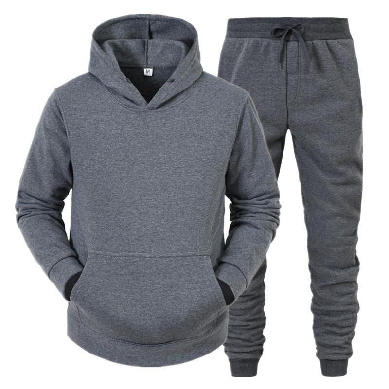 Herren Herbst Dünnes Fleece Kapuzen-Sweatshirts + Hosen Lässiger Sportanzug Herrenbekleidung Freizeitsets