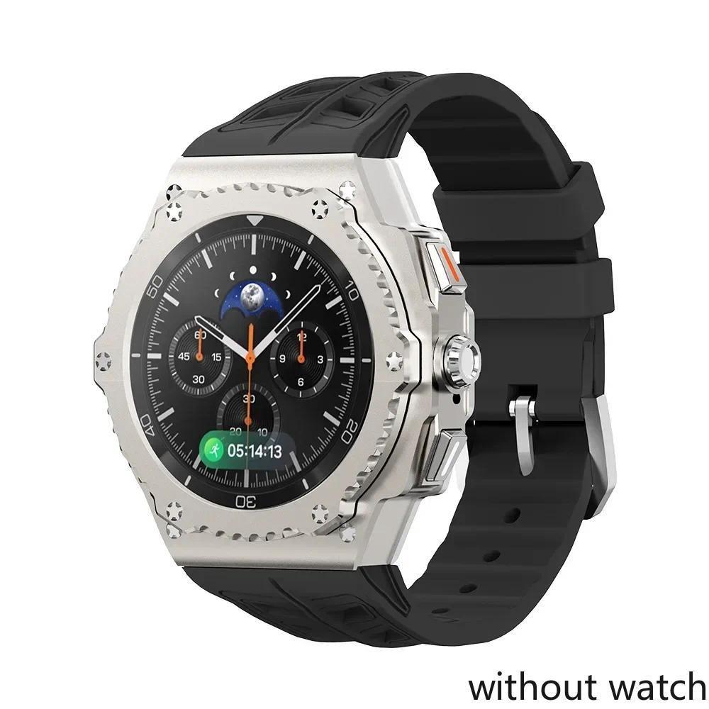 Luxury Mod Kit Alloy Metal Case For Samsung Watch 8 Classic 46mm Rubber Band For Galaxy Watch 8 Classic 46mm Kit Accessories