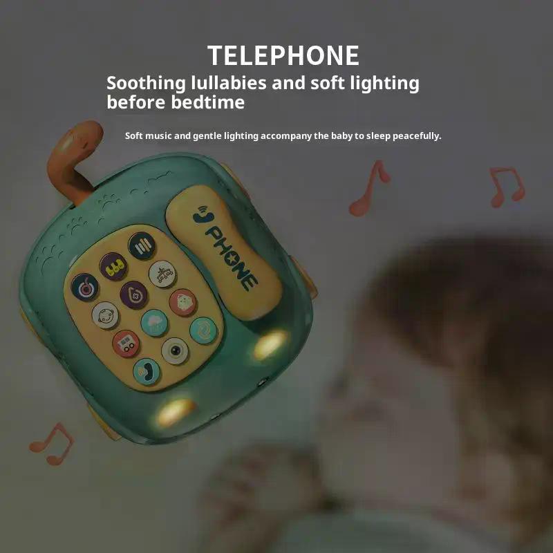 1Pcs Toddler Learning Toy With Lights Cat Telephone Story Early Education Montessori Gift Baby 3-In-1 Musical Phone Toys