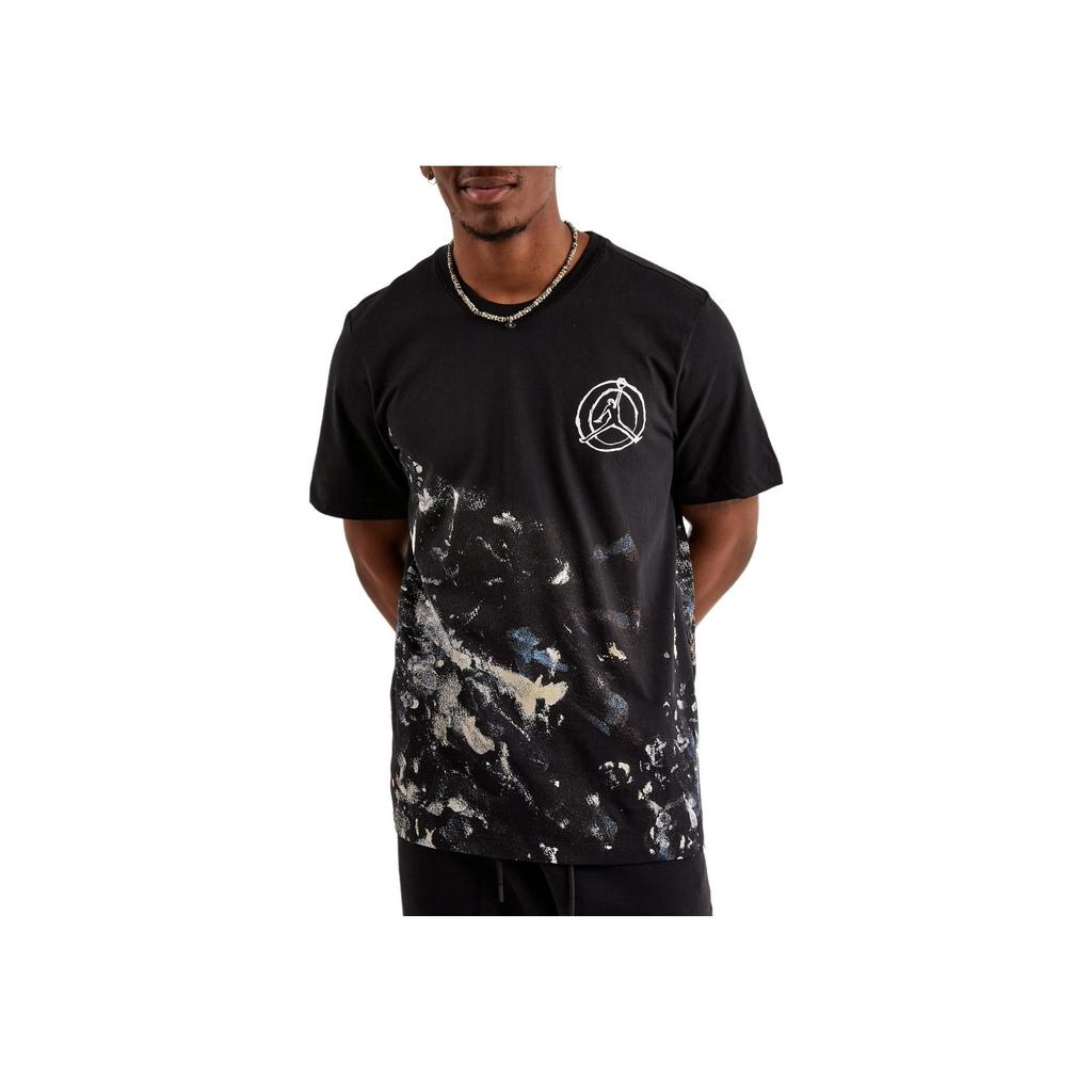 Jordan Pattern Print Round Neck Short Sleeve T-Shirt Unisex Tops Black FB7408-010