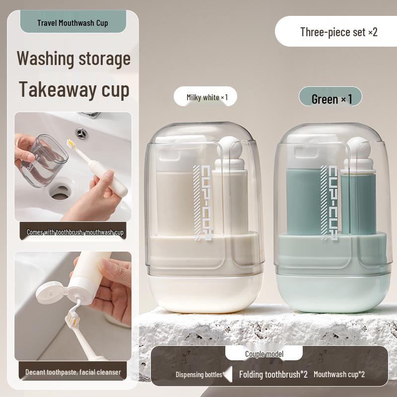 Set Portabil Pliabil de Călătorie Periuță de Dinți și Pastă de Dinți cu Pahar pentru Apă de Gură