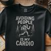Avoiding People Is My Cardio T Shirt Funny Hiking Introvert Vintage Washed Streetwear Comfortable Stylish Unisex Stretched