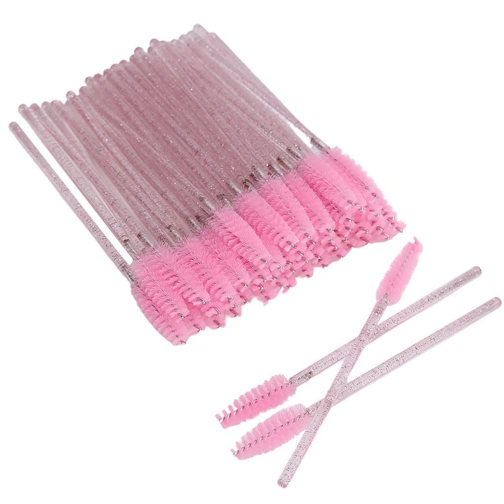 50 Stück Nylon-Make-up-Pinsel, Mascara-Stäbe, Wimpern, Augenbrauen, tragbarer Einwegpinsel