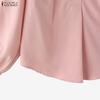 ZANZEA Women Casual Round Neck Solid Color 3/4 Sleeve Loose Blouse