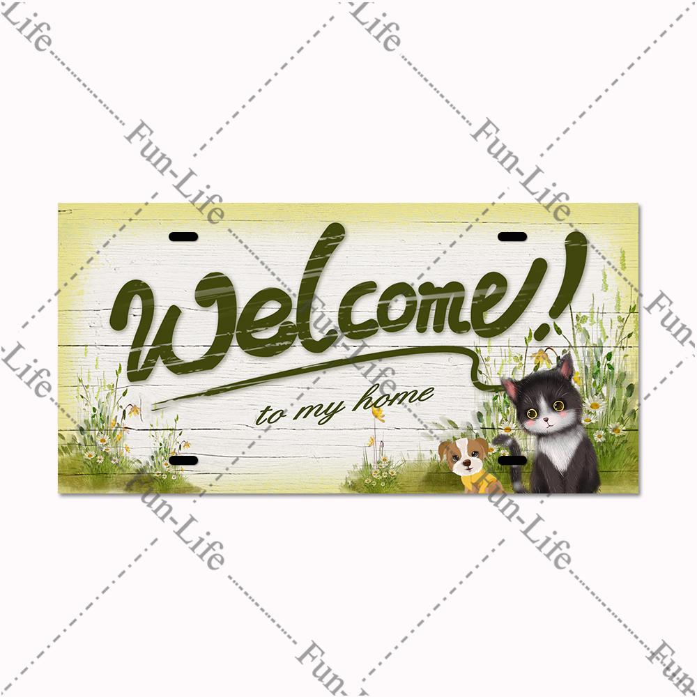 Welcome Home Metal Poster, Tin Signs, Vintage Pet, Family Hanging Plates, Plaque, Bar, Pub, Garden, Farm, Home Wall Decor