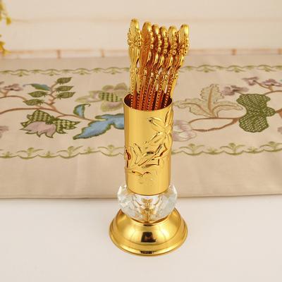 European Coffee Spoon Storage Cup Tulip Spoon Set Dessert Household Ornament Alloy Cake Spoon Tableware