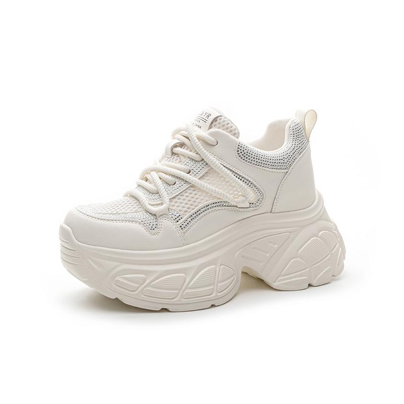 Daddy shoes women 2025 new thick sole height increase 9cm Internet celebrity same casual versatile fashion Feng Shui diamond women's shoes