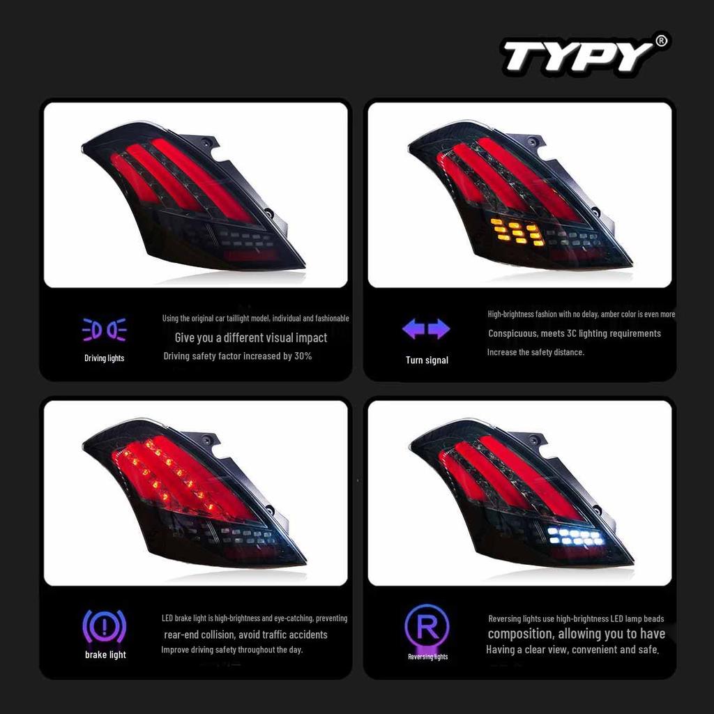 LED Taillight Assembly for 2005-2016 Suzuki Swift with DRLs and Turn Signals