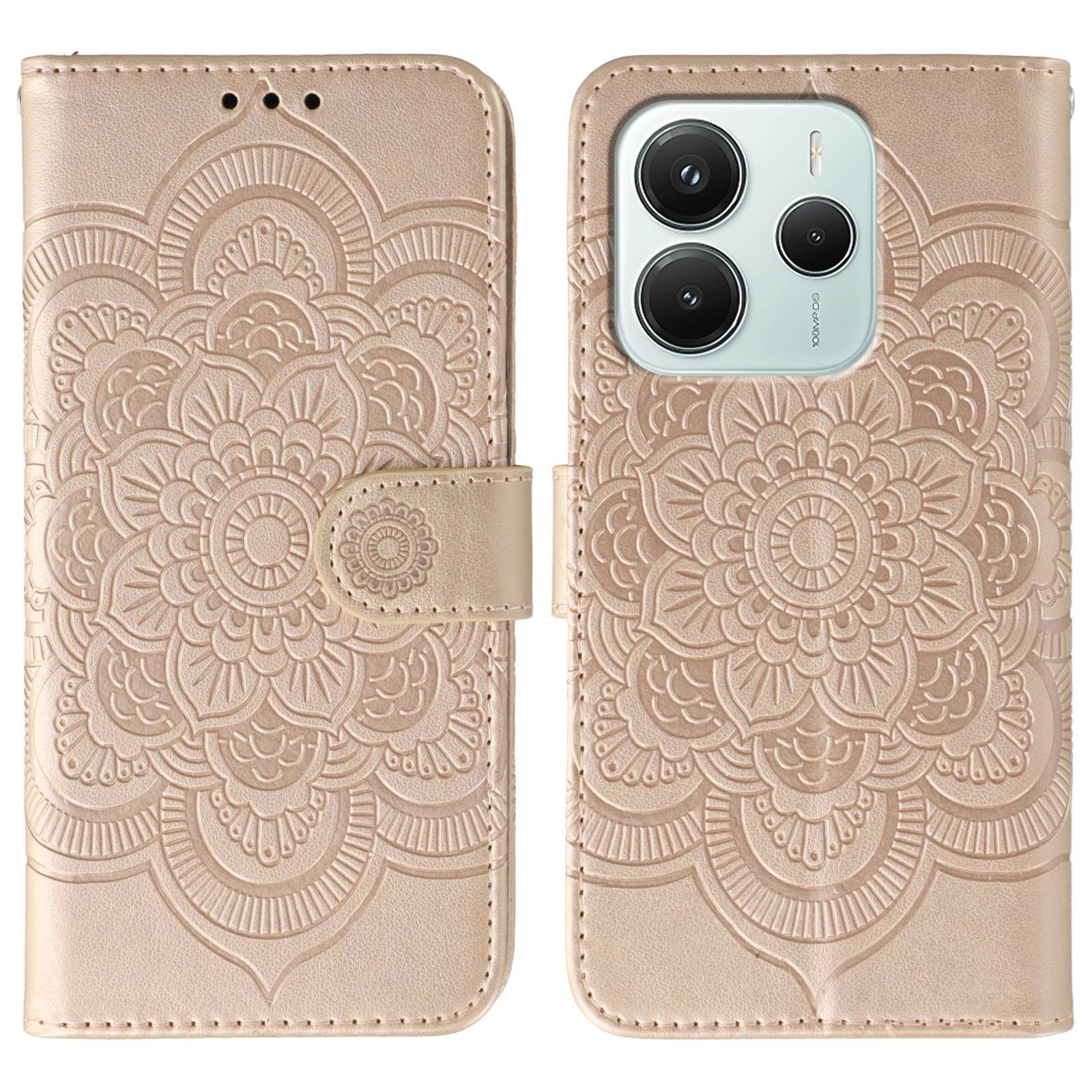 

Для Xiaomi Redmi Note 14 4G (164,84 мм) Чохол PU Шкіра Дизайн з Мандалою Гаманець Чохол для Телефону Rose Gold