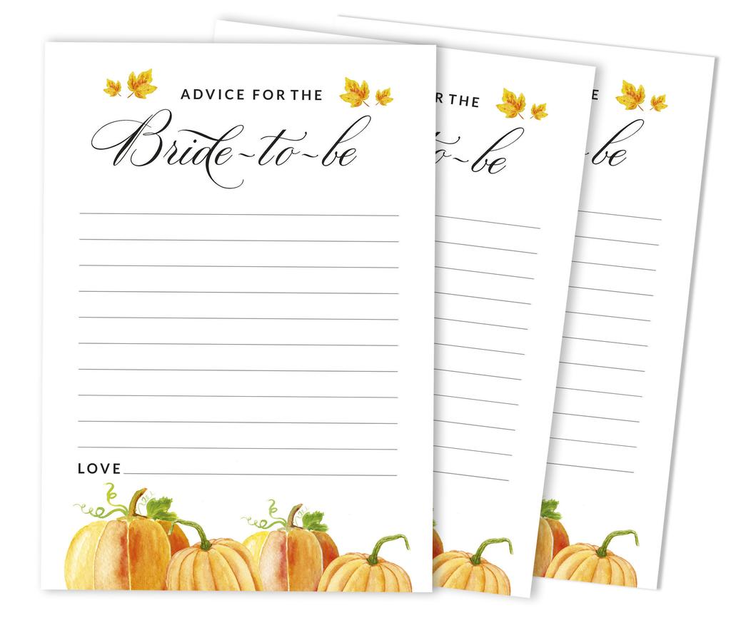Inkdotpot Bridal Shower Games Advice For The Bride Set Of 50A PumpkinA Mad Libs Game