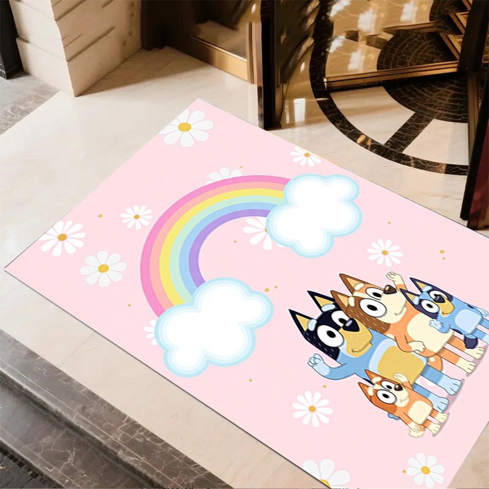 Bluey Family Harmony Floor Mat Suitable for Balcony Outdoor Dormitory Study Room Antislip Carpet Anime Office Decor Wedding Party Gift
