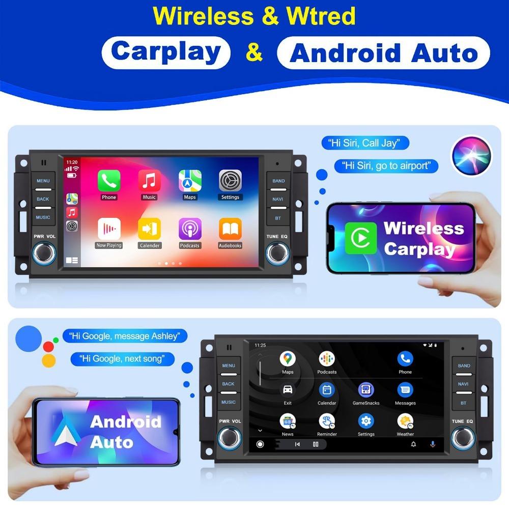 For 2Din Car Android Stereo GPS Player Ram Challenger Jeep Wrangler JK Head Unit Single Radio BT Carplay Multimedia