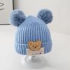 Baby autumn and winter cute cartoon warm hairball wool hat boys and girls baby ear protection hat children pullover knitted hat