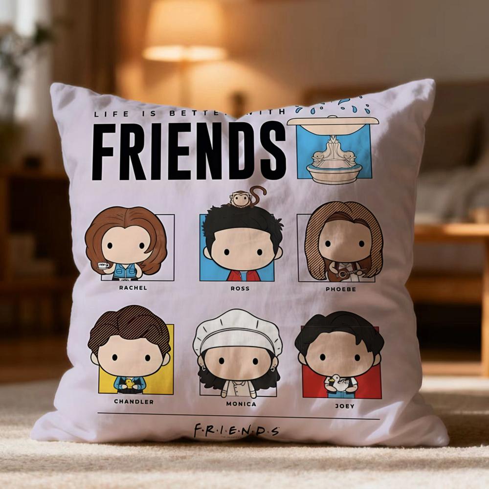 Fashion FFriendses Cushion Cover Soft Washable Pillow Case Multi-Scene for Couch Bed Travel Office Use