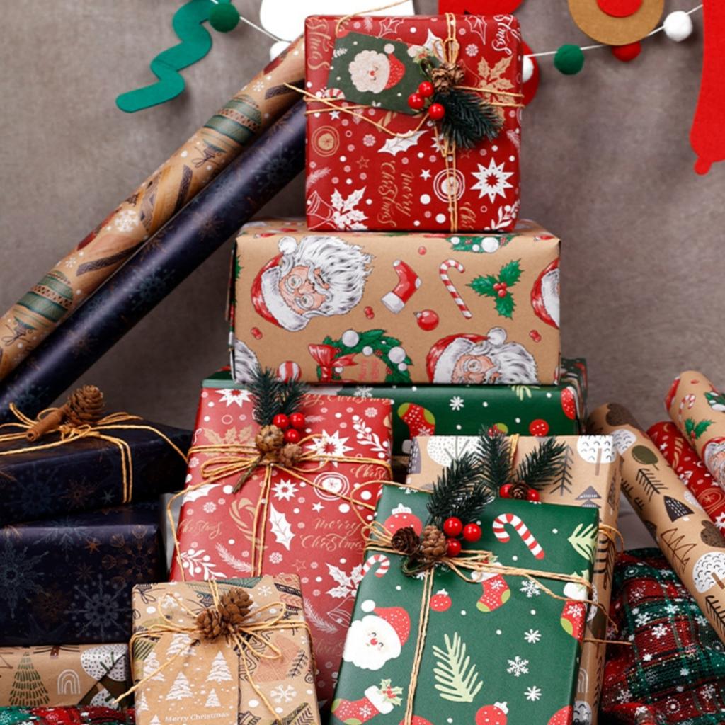 50x70cm Xmas Gift Paper Recyclable Kraft Wrapping Paper Christmas Wrapping Paper Sturdy For Wedding Winter Holiday Christmas