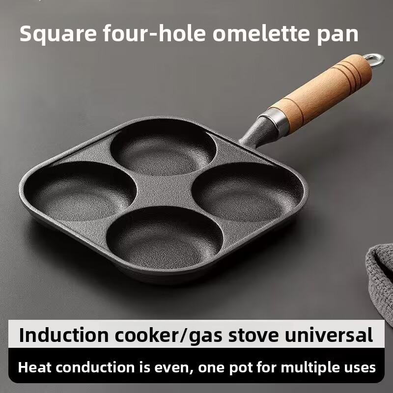 Cast Iron Hole Egg Pan Nonstick Breakfast Cooking Tool For Home Use