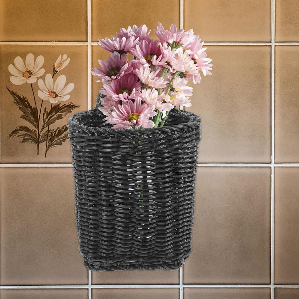 MAGICLULU Woven Storage Hanging Basket Decorative Wall Basket Organizer Flower Basket Imitation Rattan Storage Basket for Plants Key Sunglasses for