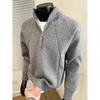 Vielseitiger Herren-Strickpullover mit halbem Reißverschluss und Stehkragen für Herbst/Winter