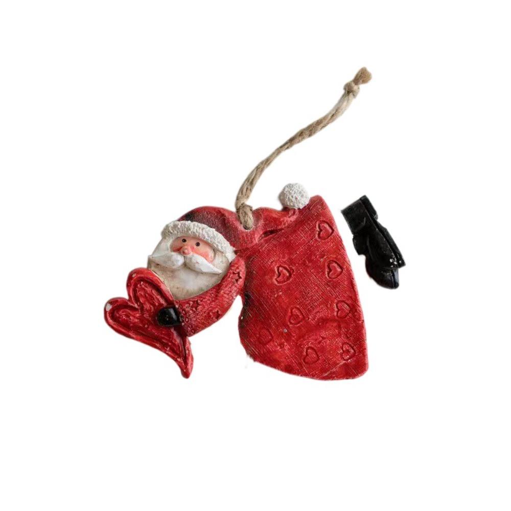 2pcs Hand-painted Santa Claus Ornament Creative Christmas Figurine Pendant  Gift