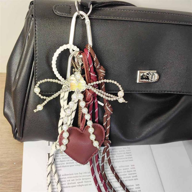 Yogodlns Heart Shape Cute Bow Mini Backpack Hanging Handbag Pendant Bag Pendant Bags Accessories