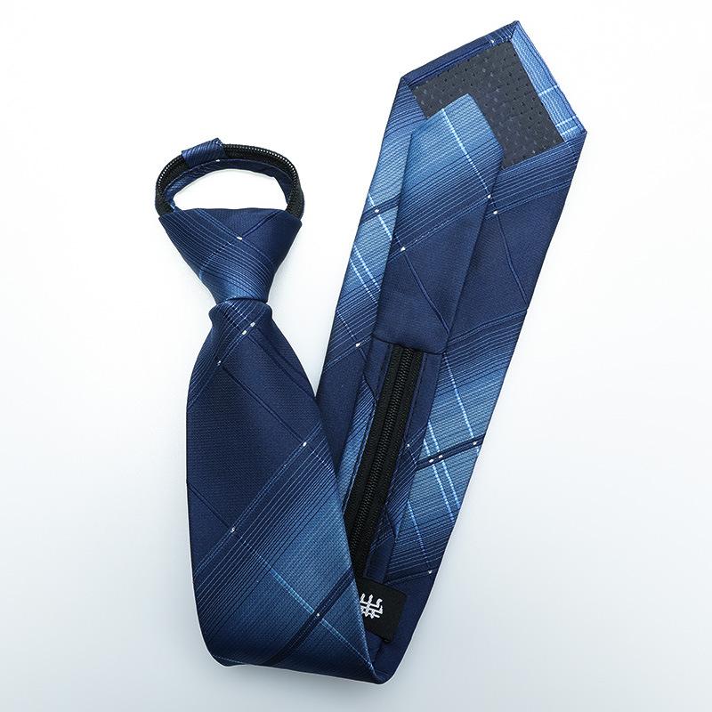Men'S Business Dress Wedding Groom Dark Blue Pattern Hand Zipper Free 8Cm Men'S Plaid Tie