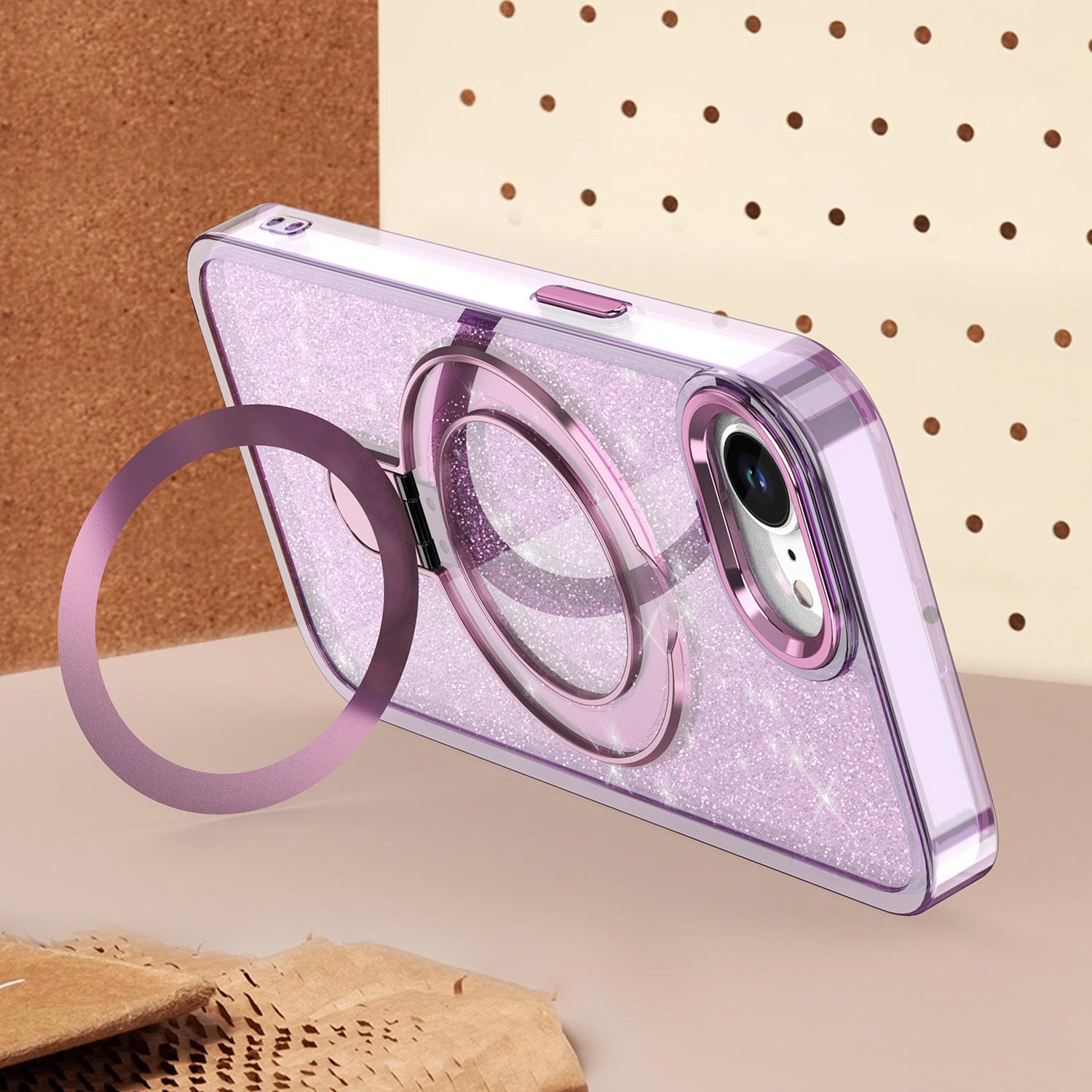 

For iPhone 16e Case Glitter Design TPU+PC Kickstand Phone Protector Blue