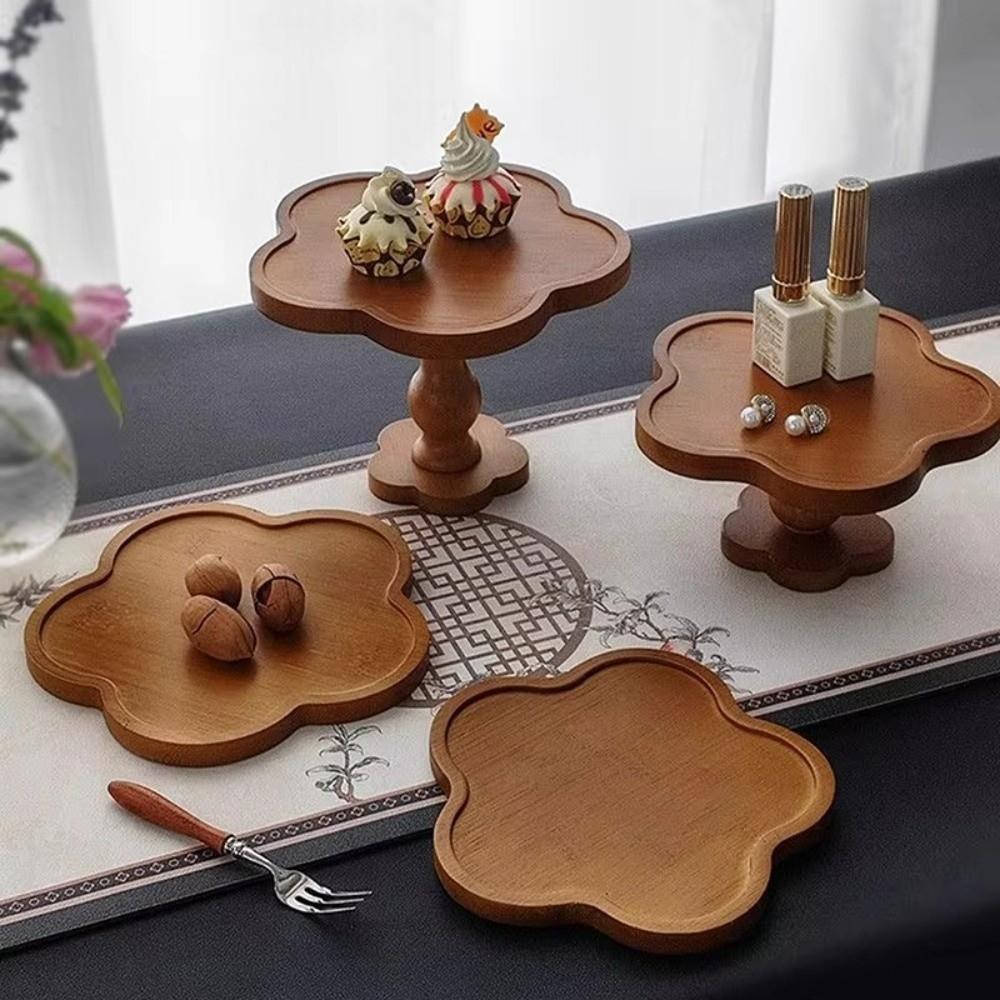 New Wooden Vintage Tray Elegant Flower Shape Tall Tray Handcrafted Decorative Ornament Decorative Tray Home Decor
