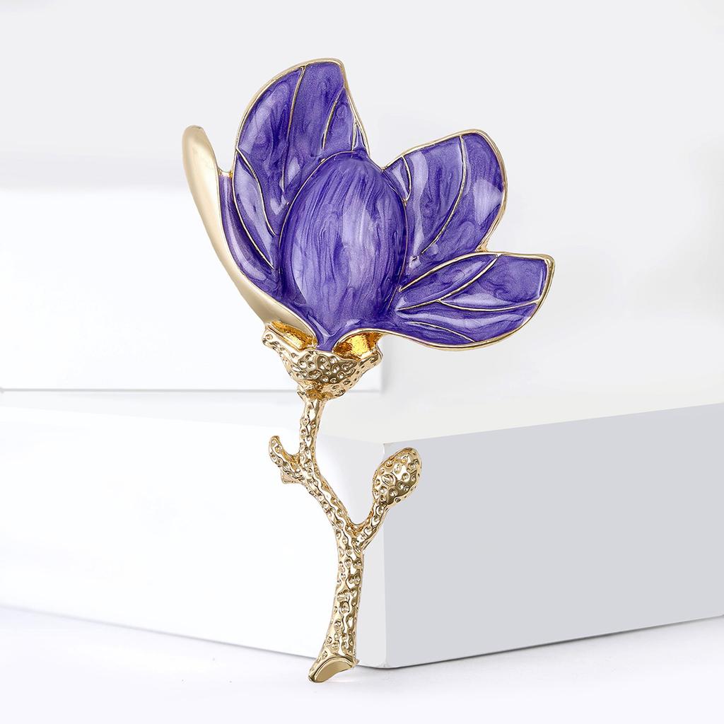 Koreanische Version der neuen Legierungs-Emaille-Magnolienbrosche, klein und frisch, vielseitig, Damenanzughemd, Brustblumen-Accessoire-Broschen