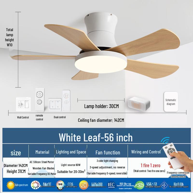 oeny Full Spectrum 56-inch Ceiling Fan with Light