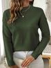 Women's Solid Color Loose Knit Pullover with Half-High Neck and Long Sleeves - Autumn/Winter Fashion Sweater.