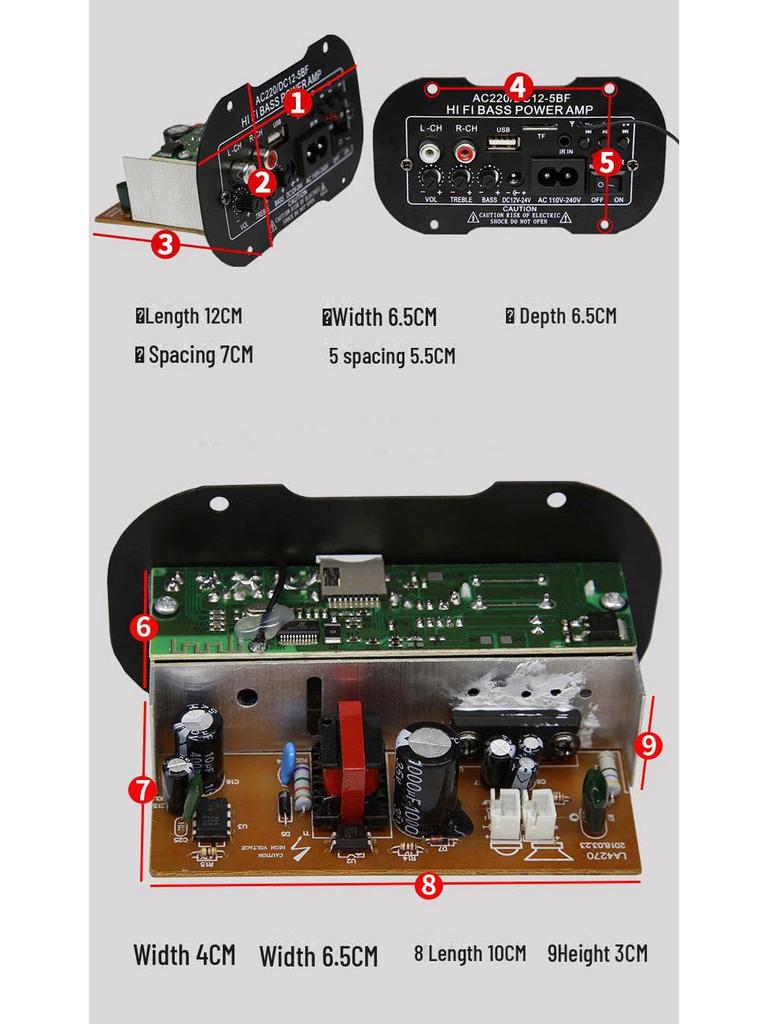 Universelle Hochleistungs-Bluetooth-Verstärkerplatine für Heim & Auto mit eingebautem Lautsprecher und Unterstützung für starke Bässe (12V/24V/220V)