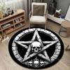 Mehrere Größen Pentagramm Totenkopf Stein Kunst Druck Runder Teppich Wohnzimmer Schlafzimmer Tisch Stuhl Sofa Dekorativer Teppich Luxusgeschenke