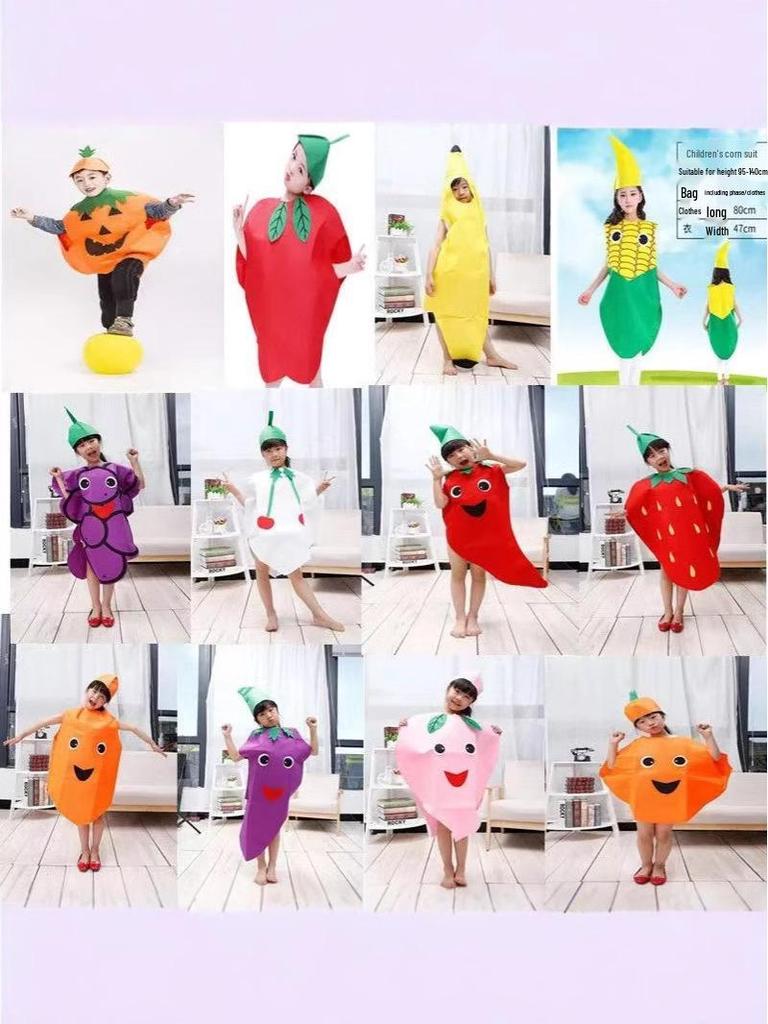Fruit & Vegetable Halloween Stage Costume for Kids & Parent-Child Performances