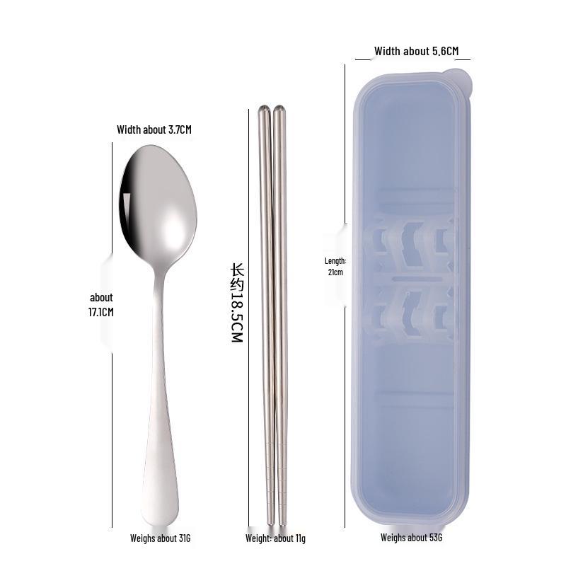 Portable Stainless Steel Cutlery Set: Fork, Spoon & Chopsticks - Ideal for Students & Outdoor Use
