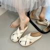 Fashion 2025New Anti-slip Summer Women Slippers Square Toe Soft-soled Square Toe Flat Sandals Solid Color Comfortable Ladies Mules