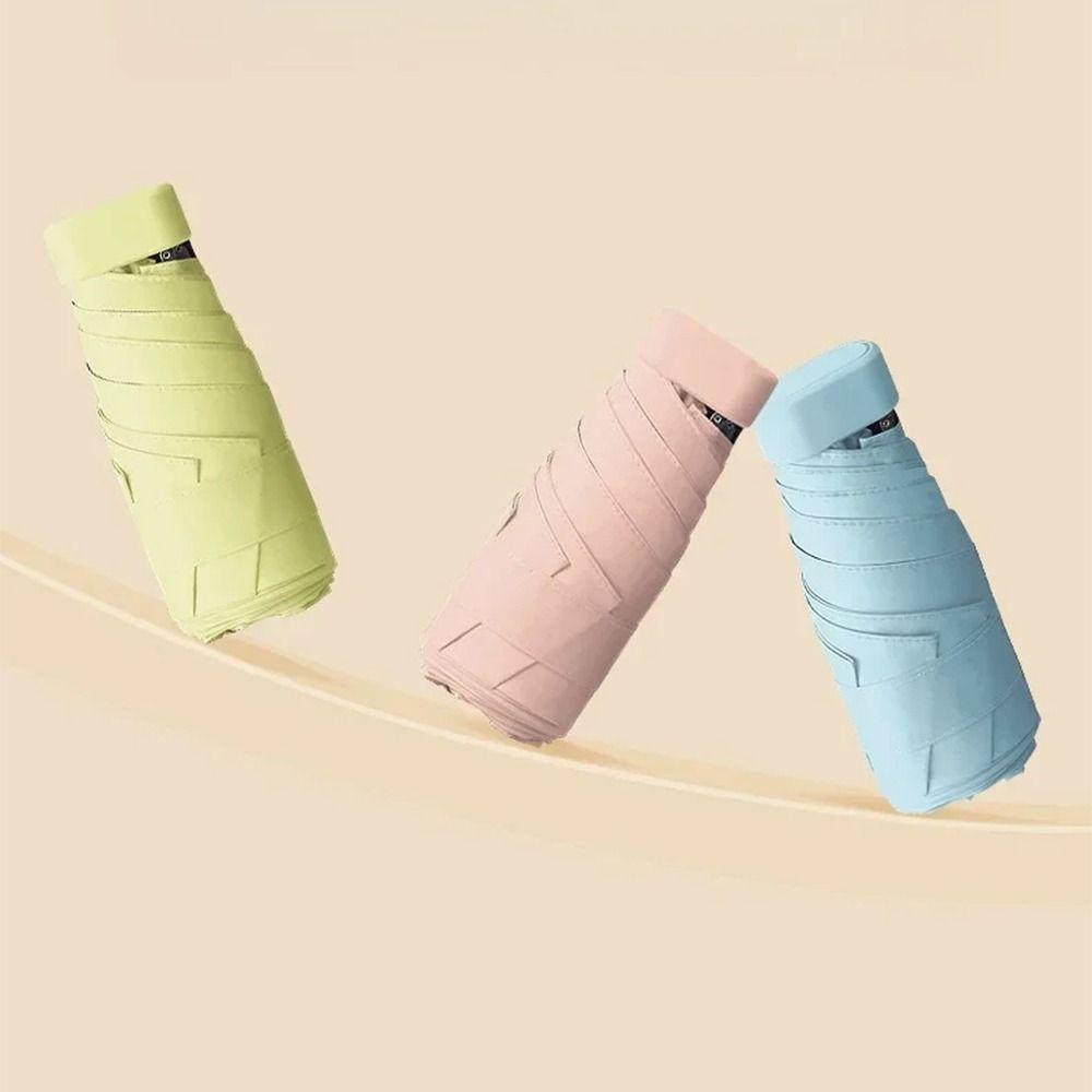 UPF50 Mini Sun Umbrella Five Fold Hand Operated Parasol Compact Travel Rain Umbrella  Daily Use