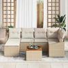 Garden Sofa Set with Cushions 7 Pcs Beige Poly Rattan