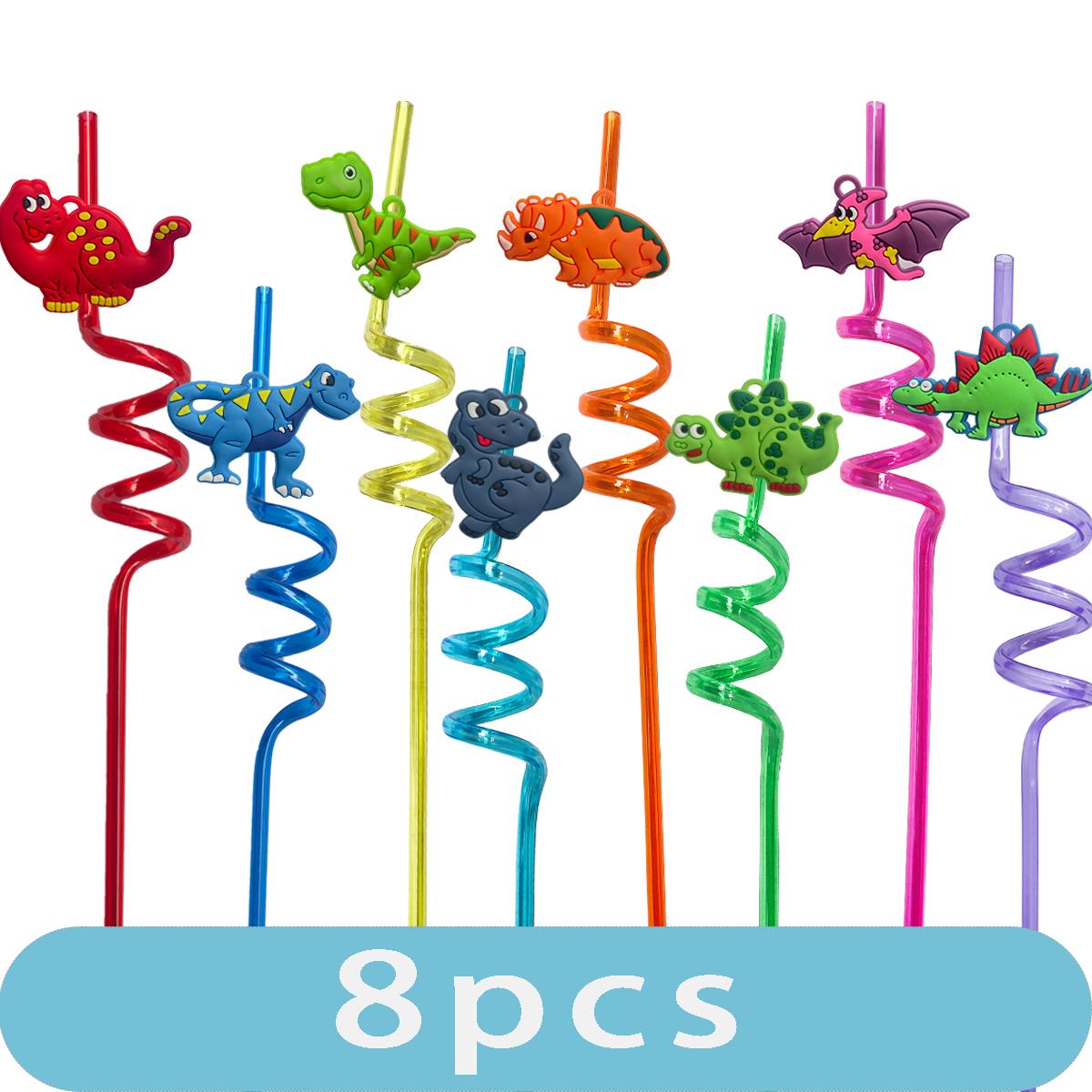 

8Pcs Reusable Dinosaur Straws - Safari Jungle Theme Party Decor | Birthday Gift Eco-Friendly Party Supplies Favors