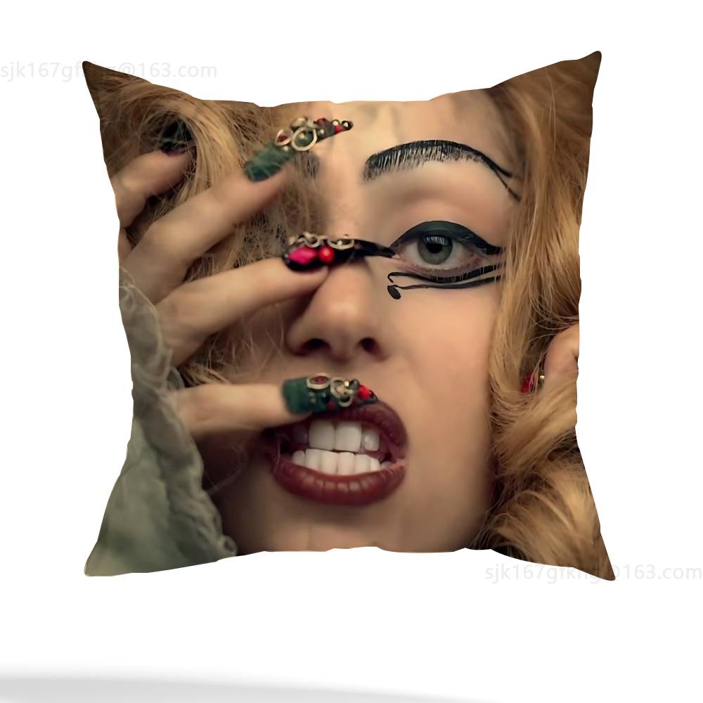 Singer L-Lady Gaga Pillow Case Anti-dustmite Pillowcase Invisible zipper silky short plush Sofa cushion cover