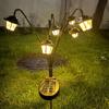 Retro Style Solar-Powered Retro Lantern Light Hexagonal Design 8-Mode Solar Decorative Light 6LED Street Lamp Light Garden Use