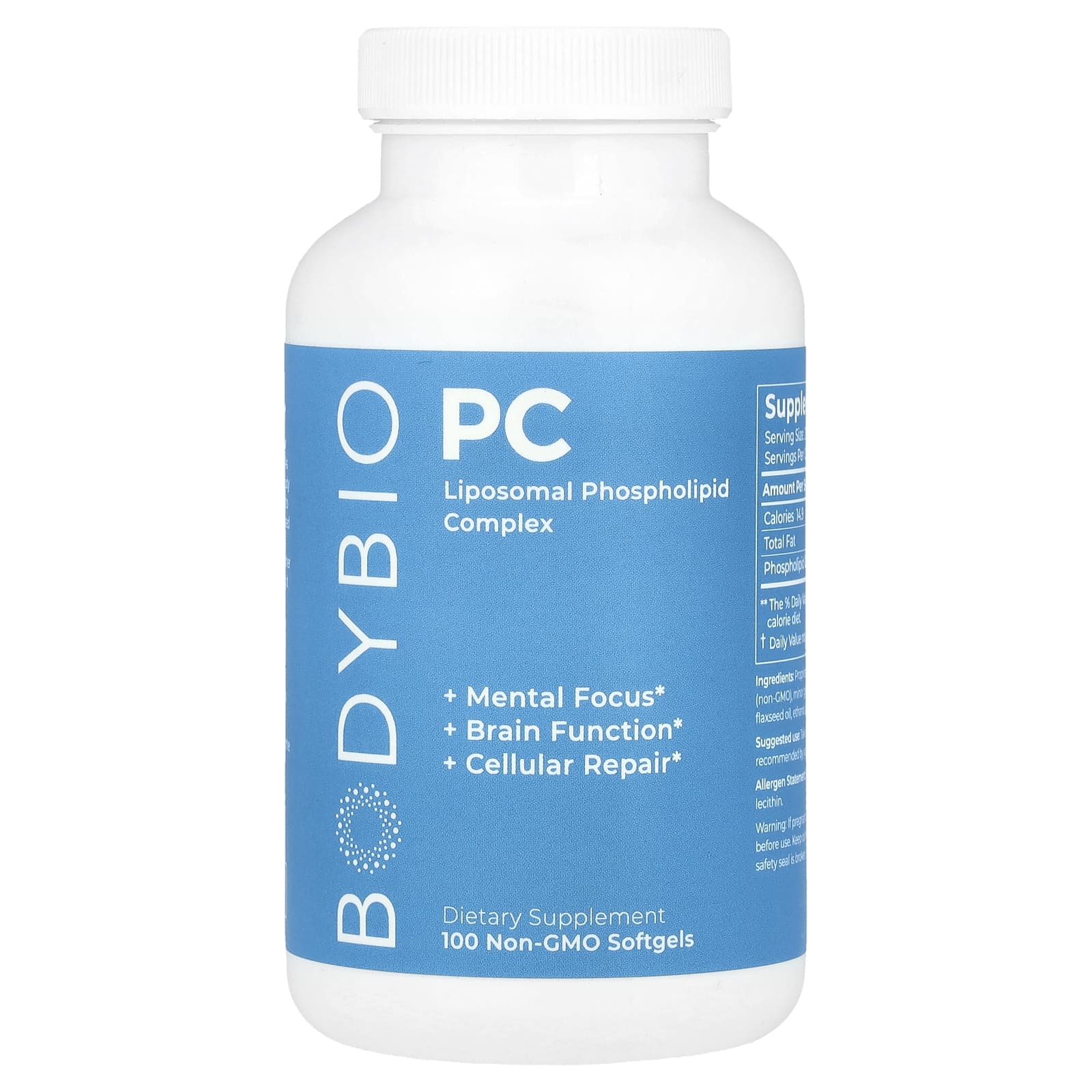 

Phosphatidylcholine, Liposomal Phospholipid Complex, Non-GMO Softgels 100