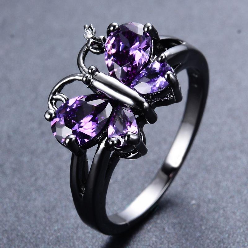 eBay Black Gold Blue Zircon Butterfly Ring, Small Animals