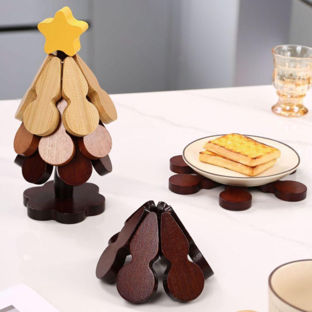 Foldable Placemats Heat Resistant Pot Holder Christmas Tree Coasters  Dining Table
