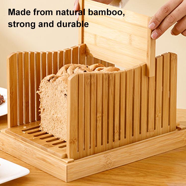 Bamboo Bread Slicer - European Style Wooden Toast and Ham Divider