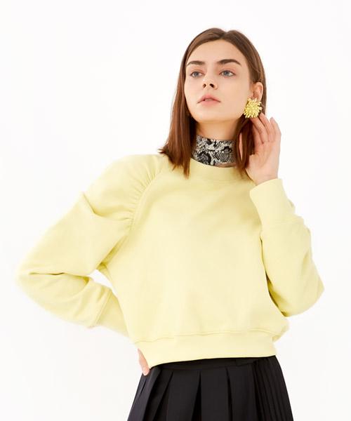 DENIVEL Shirred Sweatshirt (Yellow)