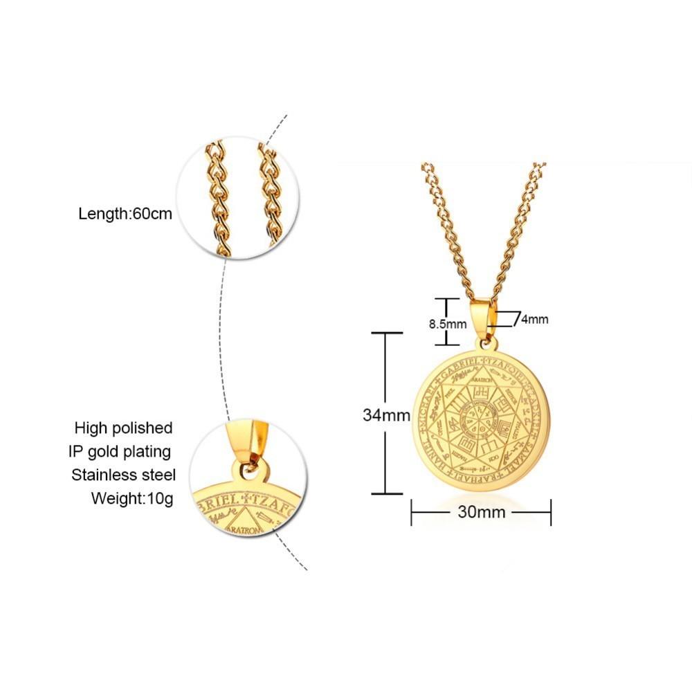 Vnox Mens Seven Archangels Necklace Stainless Steel Pendant 3 Colors Free 24 Chain Male Jewelry Round Seal